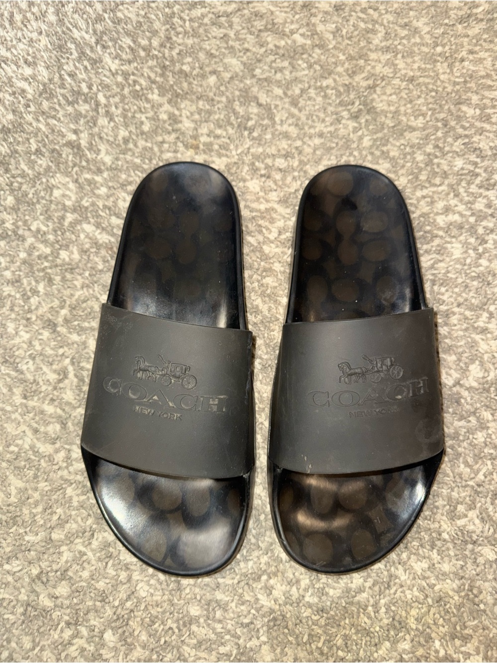 Coach Black Logo Slide Sandals with Signature Footbed size 11 womens